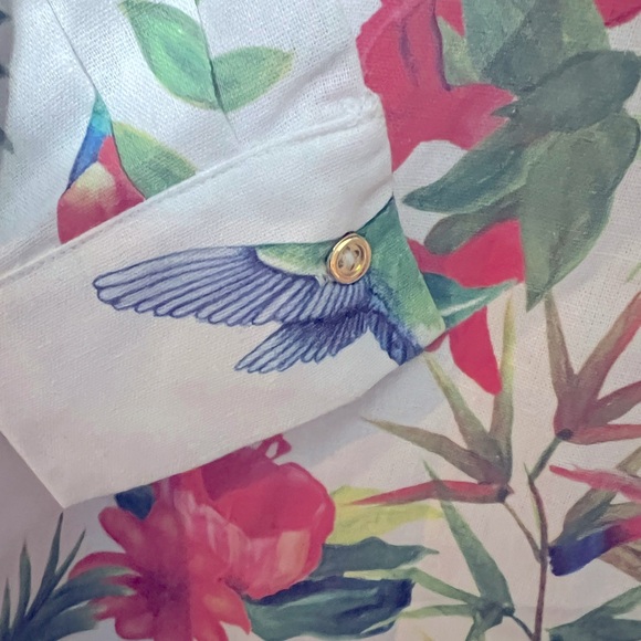 NWT Hopper Island Linen Blend Easy-Care Relaxed Long Sleeve Shirt Humming bird - Picture 5 of 10